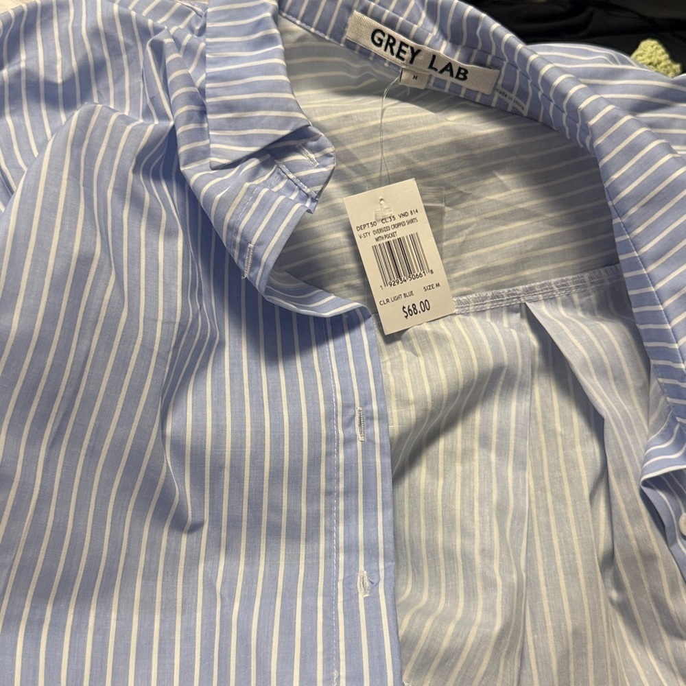 Grey Lab Striped Cropped Shirt - Picture 3 of 3